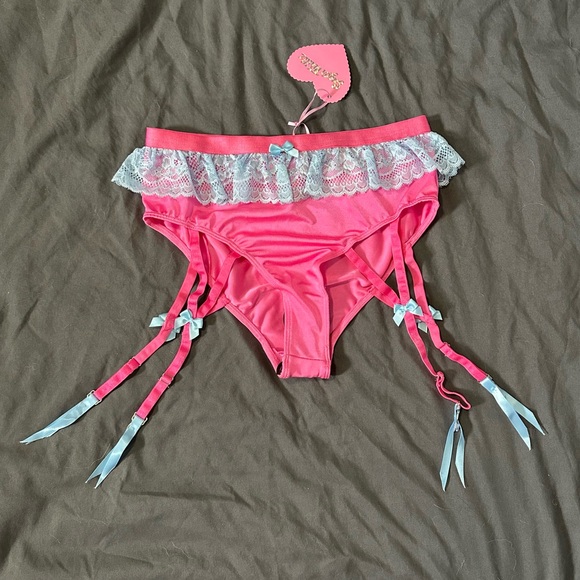 Sugar Thrillz for Dolls Kill Hot Pink Lace Trim Lingerie Set - Picture 2 of 8